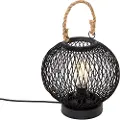 QAZQA Rustik udendørs bordlampe sort rattan - Calamus