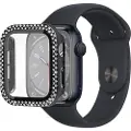 Mtp Products Rhinestone Dekorativt Apple Watch Series 9/8/7 Cover med Skærmbeskyttelse - 45mm - Sort
