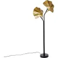 QAZQA Oriental gulvlampe messing med sort 2-lys - Louka