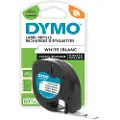 Dymo Letratag plastiktape | sort på hvid | 12mm x 4m rulle