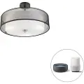 QAZQA Smart loftslampe sort med hvid 50 cm inkl. 3 Wifi A60 - Drum Duo