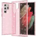 Mtp Products Samsung Galaxy S22 Ultra 5G Stylish Glitter Series Hybrid Cover - Pink