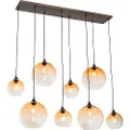 QAZQA Smart pendellampe mørk bronze med ravfarvet glas 8-lys inkl. 8 Wifi G95 - Sandra