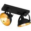 QAZQA Industriel loftslampe sort med guld 2-lys justerbar - Magnax