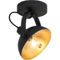 QAZQA Industriel loftslampe sort med guld 15 cm justerbar - Magnax