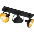 QAZQA Industriel loftslampe sort med guld 3-lys justerbar - Magnax