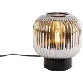 QAZQA Smart bordlampe sort med røgglas inkl. Wifi A60 - Karel