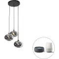 QAZQA Smart pendellampe sort med røgglas inkl. 3 Wifi P45 - Busa
