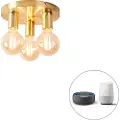 QAZQA Smart loftslampe guld rund inkl. 3 Wifi G95 - Facil