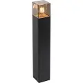 QAZQA Stående udendørslampe sort 50 cm IP44 med røgglas - Danmark