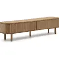 Kave Home - Mailen tv-bord med 2 døre i askefinér med mørk finish 200 x 50 cm - Brun - Tv-bænke & mediebænke - - Homeroom