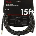 Fender Deluxe 15 Fod Langt Lige/Vinklet Instrumentkabel Sort Tweed