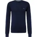 Gant Ganttil mænd. 8040521 Jumper med rund hals i marineblå bomuldspiqué (S), Casual, Lange ærmer