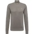 Gant Ganttil mænd. 8040523 Piqué-pullover i bomuld med grå halv lynlås (L), Casual, Lange ærmer