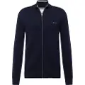 Gant Ganttil mænd. 8040524 Cardigan i bomuldspiqué med navyfarvet lynlås (M), Casual, Lange ærmer, Blå