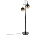 QAZQA Industriel gulvlampe sort med messing 2-lys - Haicha