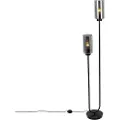 QAZQA Art Deco Gulvlampe Sort med Røgglas 2-lys - Laura