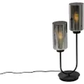 QAZQA Smart bordlampe sort med røgglas 2-lys inkl. 2 Wifi ST64 - Laura