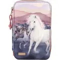 Miss Melody - Triple Pencil Case With Quilting NIGHT HORSES ( 0412512 )