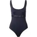 Tommy Hilfiger Tommy Hilfigertil kvinder. UW0UW04126 Navy ternet badedragt (XS), Badetøj, Bæredygtig, Genanvendt nylon, Blå