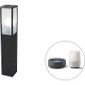 QAZQA Smart stående udendørslampe sort med ribbet glas 80 cm inkl. Wifi A60 - Charlois