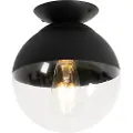 QAZQA Retro loftslampe sort med klart glas - Eclipse