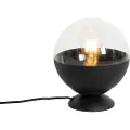 QAZQA Retro bordlampe sort med klart glas - Eclipse