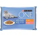 Purina One 4 x 85 g - Coat & Hairball Kylling og laks