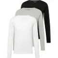 Tommy Hilfiger Tommy Hilfigertil mænd. UM0UM03022 Pakke med 3 Essential langærmede t-shirts hvid, sort, grå (XXL), Afslappet, Bomuld, Lange ærmer, Bæredygt