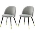 Venture Home - Stol Velvet Messing 2-pak - Grå - Stole - - Homeroom