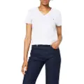 Tommy Hilfiger Tommy Hilfigertil kvinder. WW0WW24969 Heritage T-shirt med hvid V-hals (XL), Casual, Bomuld, Korte ærmer, Økologisk bomuld, Bæredygtig