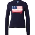 Ralph Lauren Polo Ralph Laurentil kvinder. 211896939001 Bomuldstrøje med navy-flag (XS), Casual, Blå