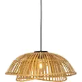 QAZQA Oriental Pendellampe Sort med Naturlig Bambus 62 cm - Pua