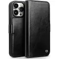 Qialino iPhone 15 Pro Max Qialino Classic Læderpung - Sort