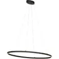 QAZQA Design pendellampe sort oval inkl. LED 3-trins dæmpbar - Ovallo