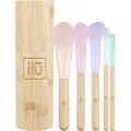 Ilu Makeup Brush Set + Bamboo Houder - 5st.