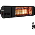 Vonroc Terrassevarmer - Volsini - 2000W | LCD-skærm & Timer | Infrarød | Sort | IP54 | Inkl. Fjernbetjening.