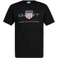 Gant Ganttil mænd. 2003199 T-shirt med sort skjold (4XL), Casual, Bomuld, Korte ærmer