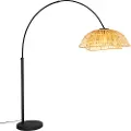 QAZQA Oriental bue lampe sort med natur bambus - Pua
