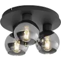 QAZQA Art Deco loftslampe sort med røgglas 3-lys - Vidro