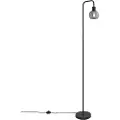 QAZQA Art Deco gulvlampe sort med røgglas - Vidro