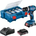 Bosch Gsb18v-45+2x2.0ah Gal18v-20+82acc+lc Elektrisk Skruetrækker