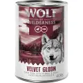 Wolf of Wilderness "Red Meat" 6 x 400 g Velvet Gloom: Svin, Kalkun & Ørred