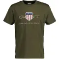 Gant Ganttil mænd. 2003199 Archive Shield T-shirt grøn (S), Casual, Bomuld, Korte ærmer, Bæredygtig