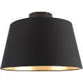 QAZQA Loftslampe med bomuldslampeskærm sort med guld 32 cm - Combi Black