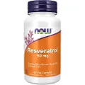 Now Naturlig Resveratrol med rødvinsekstrakt, grøn te og druekerne, 50 mg - 60 vegetabilske kapsler