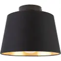 QAZQA Loftslampe med bomuldsskærm sort med guld 25 cm - Combi Black