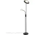 QAZQA Gulvlampe sort inkl. LED og lysdæmper med læselampe - Fez