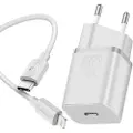 Baseus Super Si Hurtig Oplader med USB-C / Lightning Kabel - 20W - Hvid