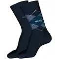 Hugo Boss BOSStil mænd. 50503581 2 par marineblå argyle-strømper (39-42), Afslappet, Bomuld